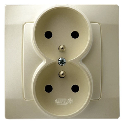 KARO Double socket with earthing ecru pearl