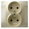 KARO Double socket with earthing ecru pearl