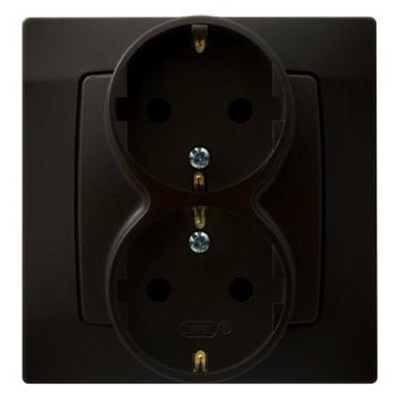 KARO Double socket with earthing schko chocolate metallic