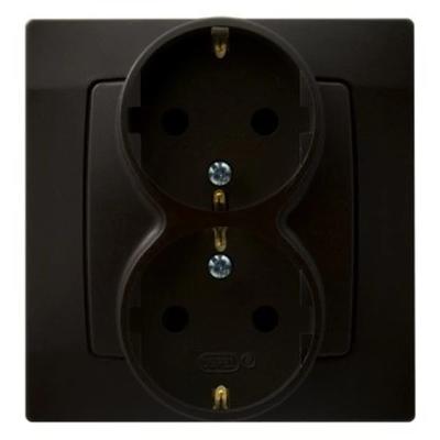 KARO Double socket with earthing schko chocolate metallic