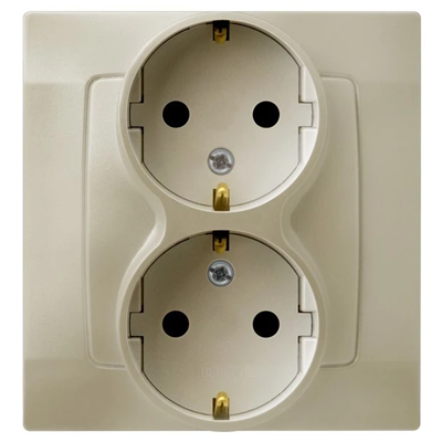 KARO Double socket with earthing schuko ecru pearl