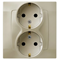 KARO Double socket with earthing schuko ecru pearl