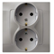 KARO Double socket with earthing Schuko silver pearl