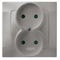 KARO Double socket with shutters for current circuits, pearl silver