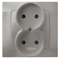 KARO Double socket with shutters for current circuits, pearl silver