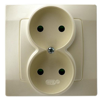 KARO Double socket with shutters for current paths, ecru pearl