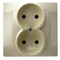 KARO Double socket with shutters for current paths, ecru pearl