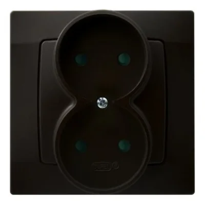KARO Double socket with shutters of the current paths chocolate metallic