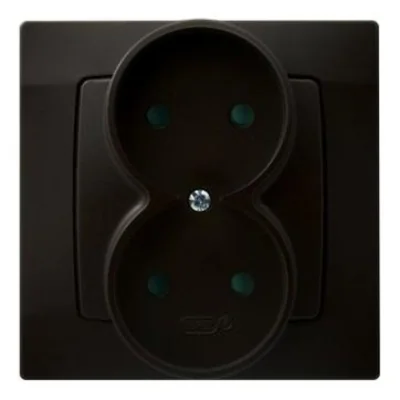 KARO Double socket with shutters of the current paths chocolate metallic