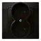 KARO Double socket with shutters of the current paths chocolate metallic