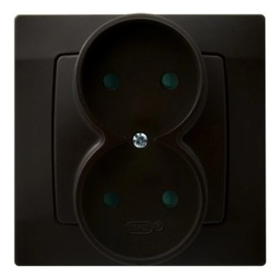 KARO Double socket with shutters of the current paths chocolate metallic