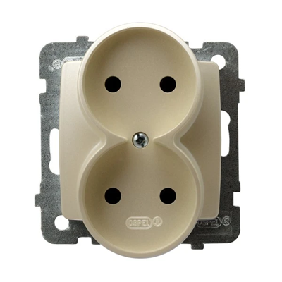 KARO Double socket without frame ecru pearl