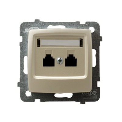 KARO Double telephone socket, ecru pearl, independent