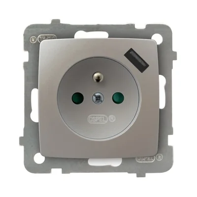 KARO Einzelsteckdose mit Erdung und Shutter für Strompfade, mit USB-Ladegerät silber perlmutt