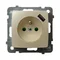 KARO Enchufe individual con toma de tierra, con obturadores de paso de corriente, con cargador USB, crudo perla