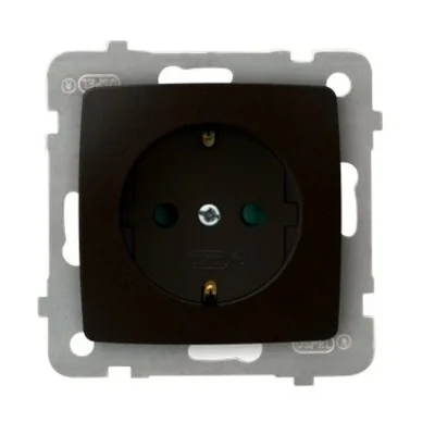 KARO Enchufe individual con toma de tierra, schuko, metal chocolate, equipado con interruptores de paso de corriente