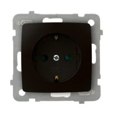 KARO Enchufe individual con toma de tierra, schuko, metal chocolate, equipado con interruptores de paso de corriente