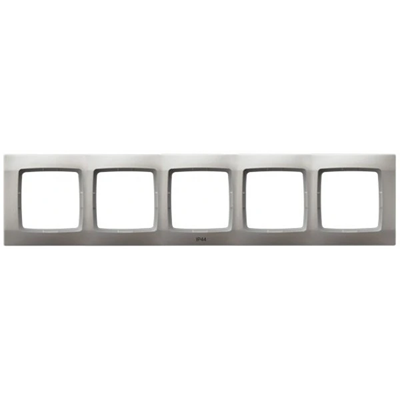 KARO Five-gang frame for IP44 switches, pearl silver