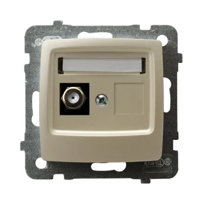 KARO Gniazdo antenowe pojedyncze typu F ecru perłowy