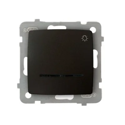 KARO Interruptor normalmente abierto "luz" con retroiluminación, metal chocolate, sin marco