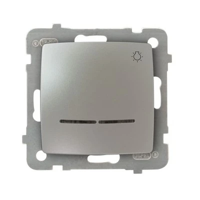 KARO "Light" closing switch with backlight, pearl silver, without frame
