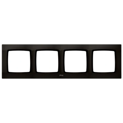 KARO Quadruple frame for IP44 switches, chocolate metal