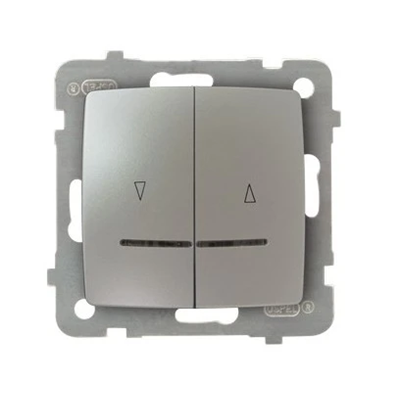 KARO Shutter switch with orange backlight and mechanical interlock, pearl silver
