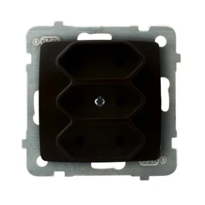 KARO Triple socket EURO chocolate metallic