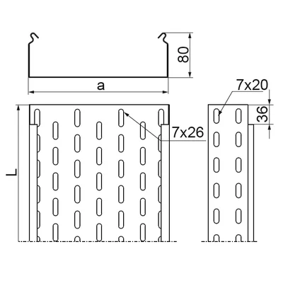 KCL300H80/3 N Tray thick. sheet metal - 0.70 mm