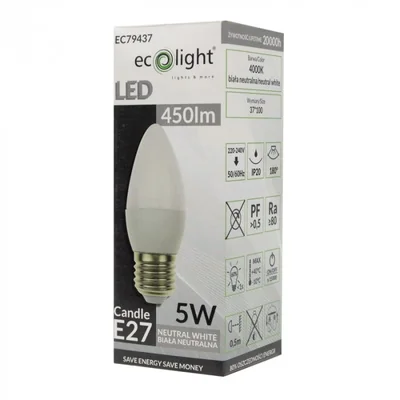 Kerze E27 5W 4000K 450lm