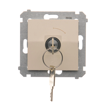 Key switch momentary button (module) 2-position 0-I N/O contact 5 A 230V. The key can only be removed in the 0 cream position