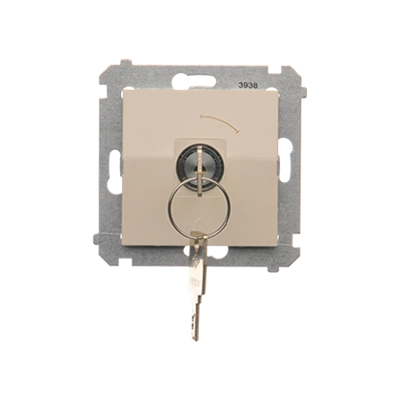 Key switch momentary button (module) 2-position 0-I N/O contact 5 A 230V. The key can only be removed in the 0 cream position