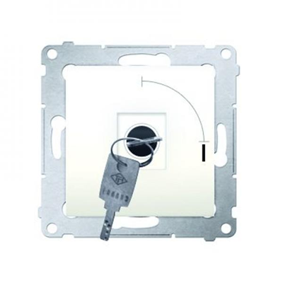 Key switch momentary button (module) 2-position 0-I N/O contact 5 A 230V. The key can only be removed in the 0 cream position