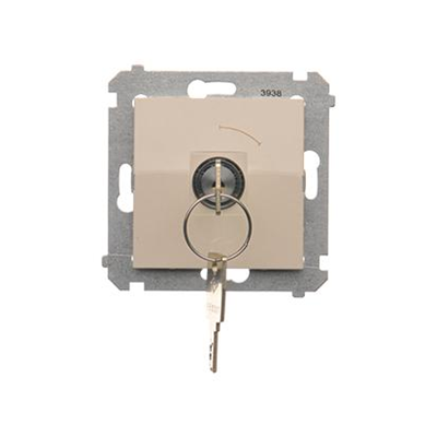 Key switch momentary button (module) 2-position 0-I N/O contact 5 A 230V. The key can only be removed in the 0 cream position