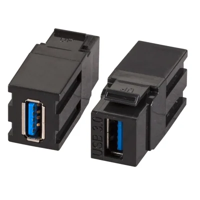 Keystone Snap-In USB 3.0 Type A-A Adapter Black