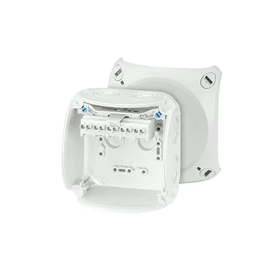 KF 0404 G Outdoor installation box, grey, IP 66/IP 67, 104x104x70, with 5-pole terminal, 4 mm2, Cu