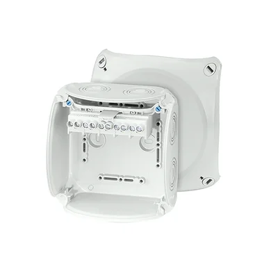 KF 0606 G Junction box for outdoor installation, grey, IP 66/IP 67, 130x130x77, with 5-pole terminal, 6 mm2, Cu