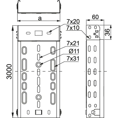 KFL50H60/3MC KLIK channel, sheet thickness - 0.70 mm