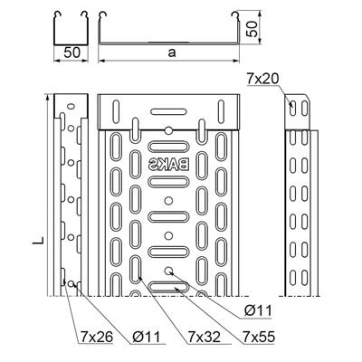 KG L200H50/3 kabelový žlab