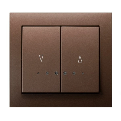 KIER Blind switch with blue backlight and mechanical interlock, metallic brown