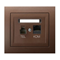 KIER Computer and telephone socket RJ 45 cat. 5e, (8-pin) + RJ 11 (6-pin) brown metallic