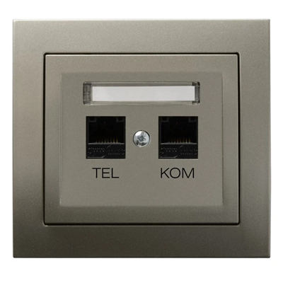 KIER Computer and telephone socket RJ 45 cat. 5e (8-pin) + RJ 11 (6-pin) satin light