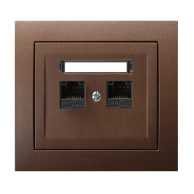 KIER Double computer socket, cat. 5e MMC brown metallic