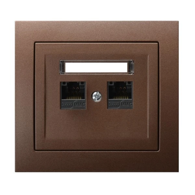 KIER Double computer socket, cat. 6 MMC brown metallic