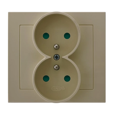 KIER Double earthed socket with shutters for current paths, beige