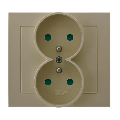 KIER Double earthed socket with shutters for current paths, beige