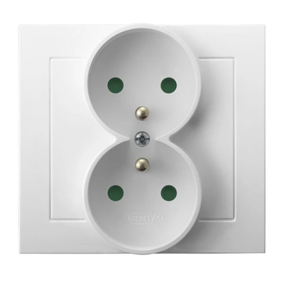 KIER Double earthed socket with shutters for current paths, white