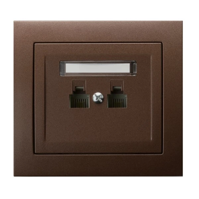 KIER Double parallel telephone socket brown anthracite