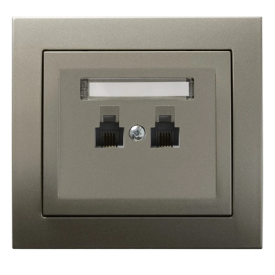 KIER Double parallel telephone socket light satin