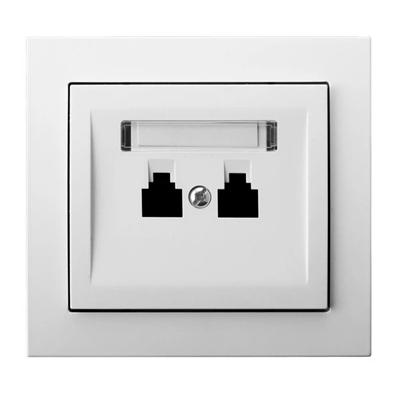 KIER Double parallel telephone socket white